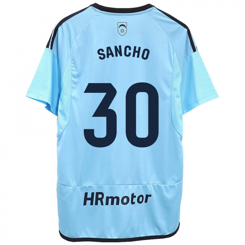 Kinder Dani Sancho #30 Blau Auswärtstrikot Trikot 2023/24 T-Shirt Schweiz