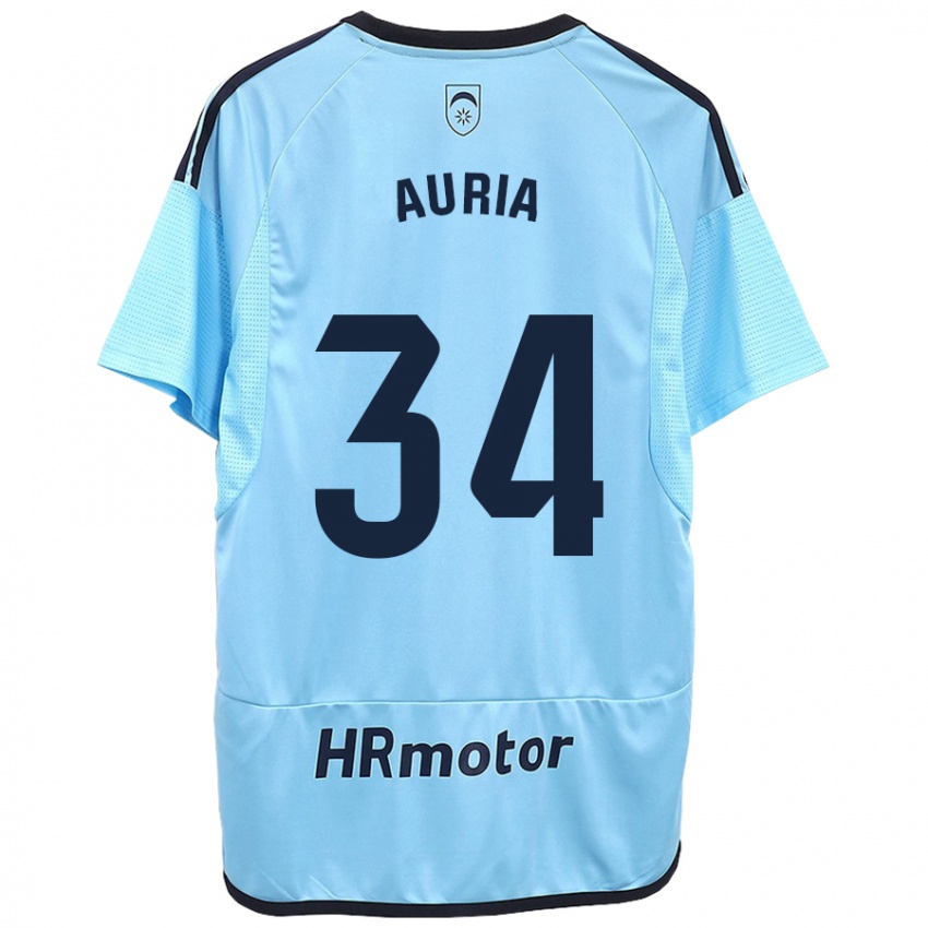 Kinder Miguel Auria #34 Blau Auswärtstrikot Trikot 2023/24 T-Shirt Schweiz