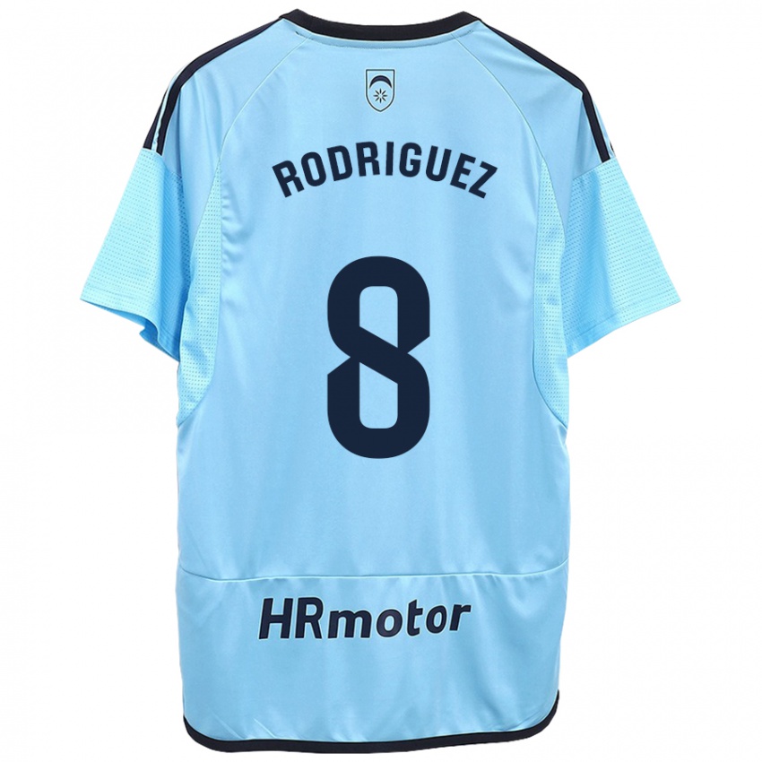 Kinder Vanessa Rodríguez Iribarren #8 Blau Auswärtstrikot Trikot 2023/24 T-Shirt Schweiz