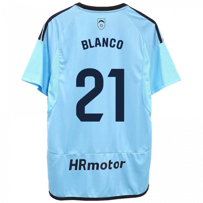 Kinder Alexia Blanco Llacuno #21 Blau Auswärtstrikot Trikot 2023/24 T-Shirt Schweiz