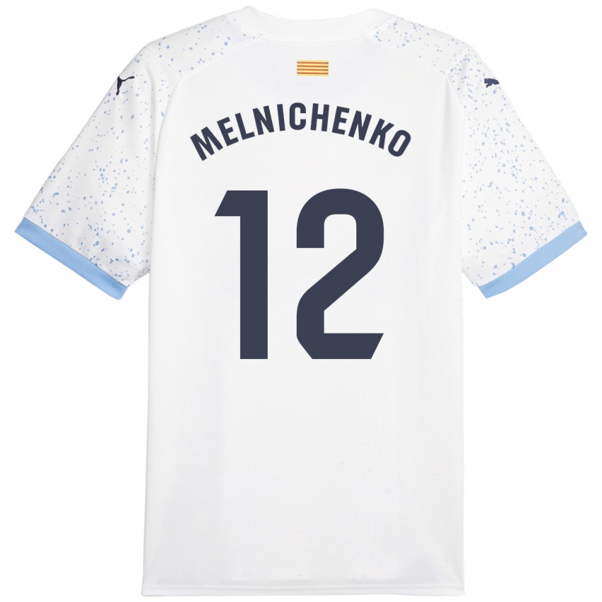 Kinder Dmytro Melnichenko #12 Weiß Auswärtstrikot Trikot 2023/24 T-Shirt Schweiz