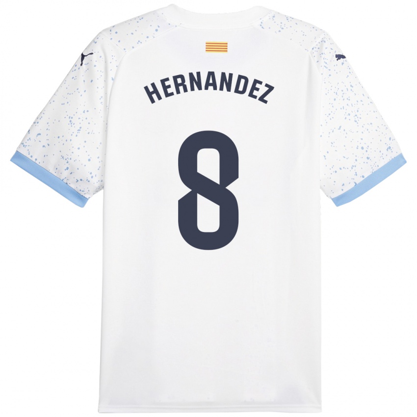 Kinder Sofia Hernández #8 Weiß Auswärtstrikot Trikot 2023/24 T-Shirt Schweiz