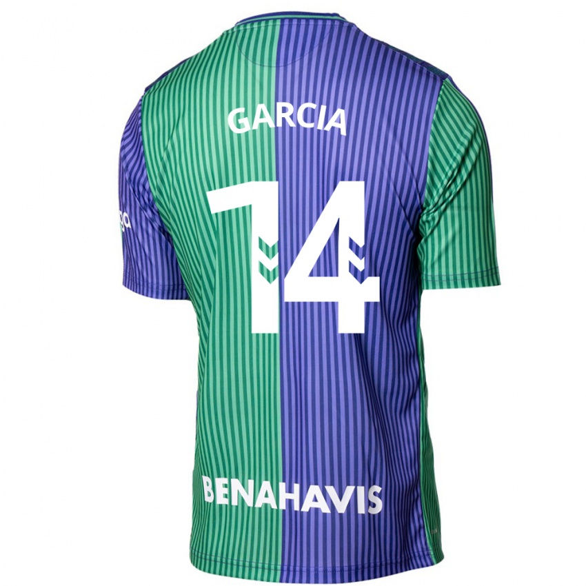 Kinder Víctor García #14 Grün Blau Auswärtstrikot Trikot 2023/24 T-Shirt Schweiz