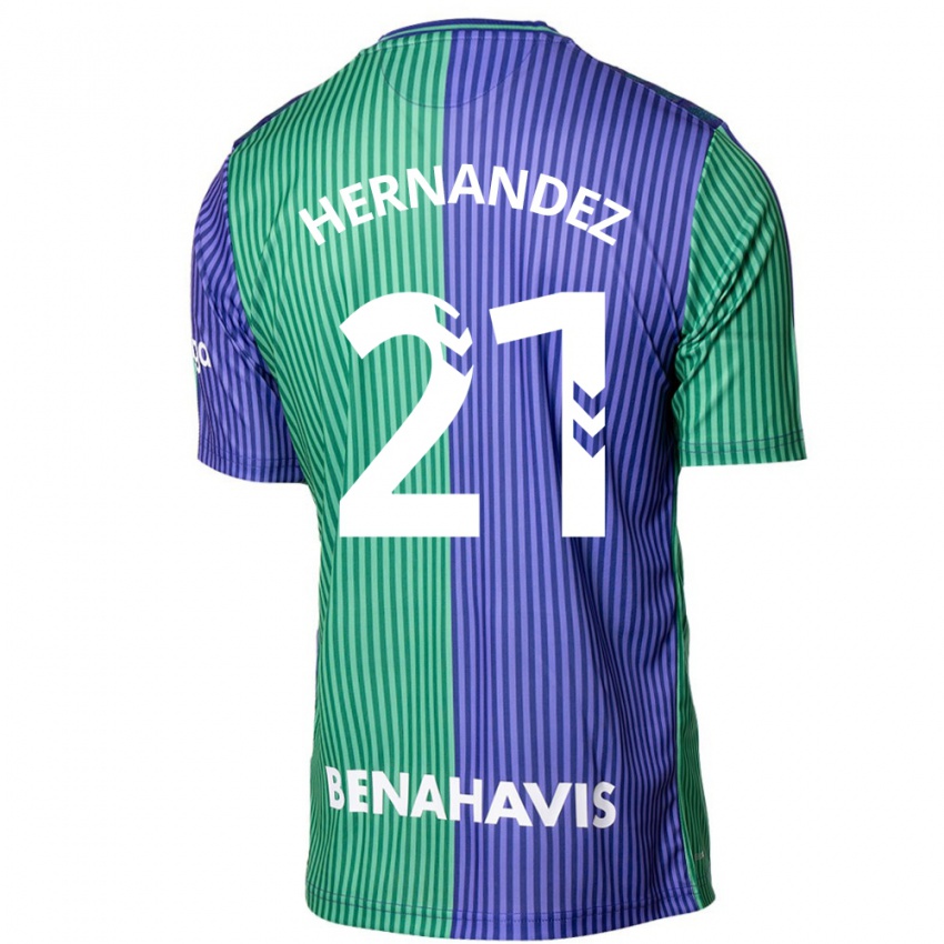 Kinder Juan Hernández #21 Grün Blau Auswärtstrikot Trikot 2023/24 T-Shirt Schweiz
