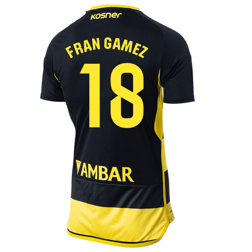 Kinder Fran Gámez #18 Schwarz Gelb Auswärtstrikot Trikot 2023/24 T-Shirt Schweiz