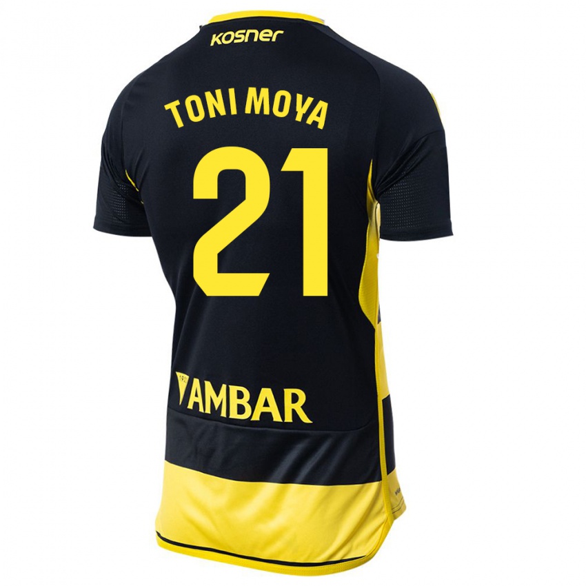 Kinder Toni Moya #21 Schwarz Gelb Auswärtstrikot Trikot 2023/24 T-Shirt Schweiz