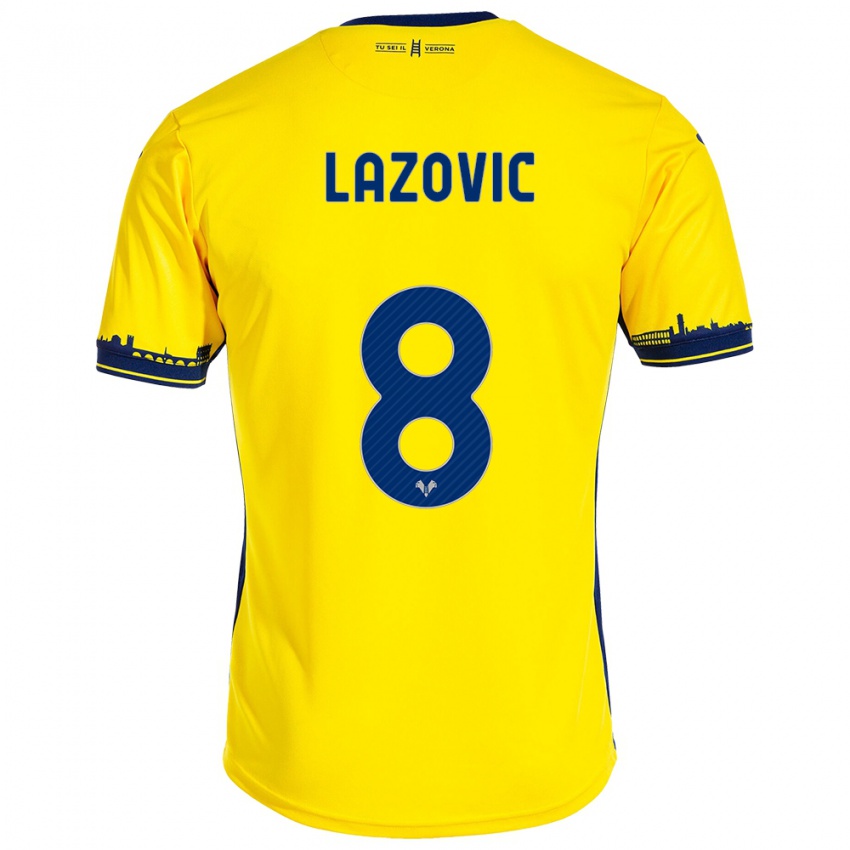 Kinder Darko Lazović #8 Gelb Auswärtstrikot Trikot 2023/24 T-Shirt Schweiz