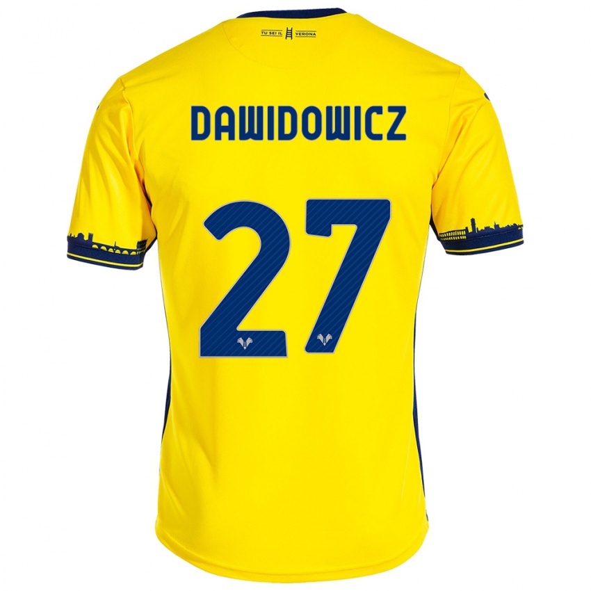 Kinder Pawel Dawidowicz #27 Gelb Auswärtstrikot Trikot 2023/24 T-Shirt Schweiz