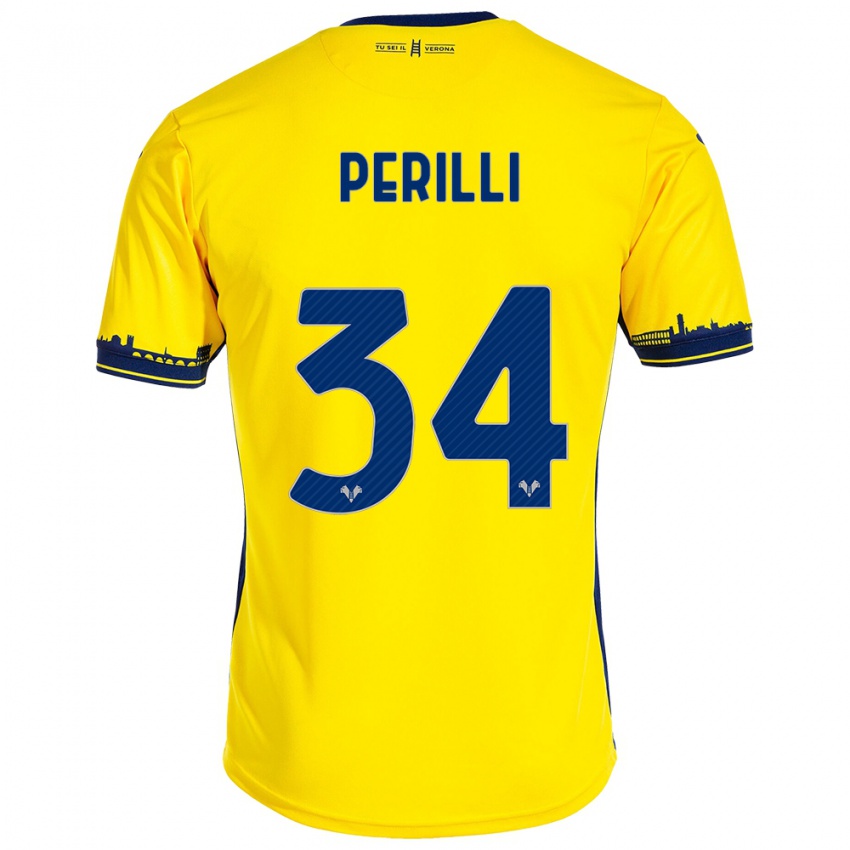 Kinder Simone Perilli #34 Gelb Auswärtstrikot Trikot 2023/24 T-Shirt Schweiz