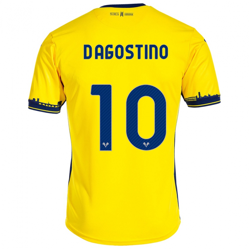 Kinder Samuele D'agostino #10 Gelb Auswärtstrikot Trikot 2023/24 T-Shirt Schweiz