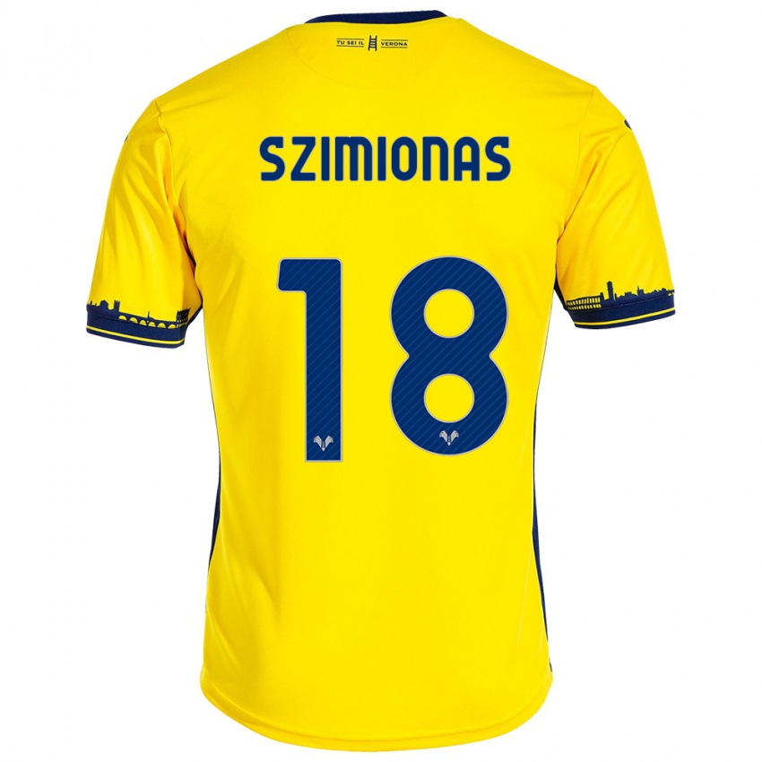 Kinder Luca Szimionas #18 Gelb Auswärtstrikot Trikot 2023/24 T-Shirt Schweiz