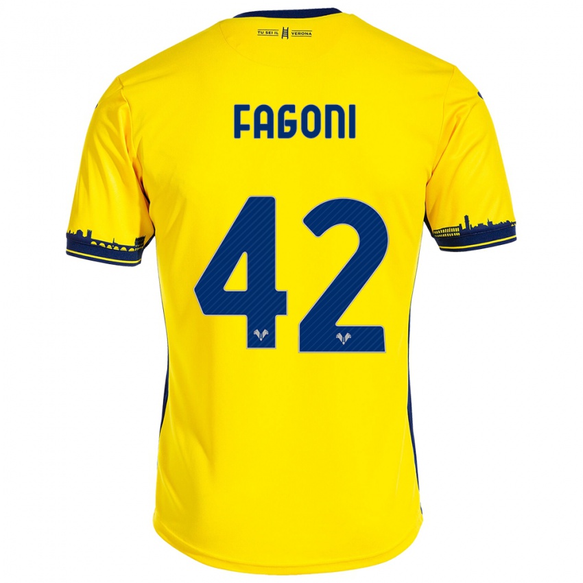 Kinder Marco Fagoni #42 Gelb Auswärtstrikot Trikot 2023/24 T-Shirt Schweiz