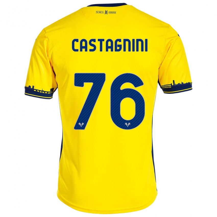 Kinder Mirko Castagnini #76 Gelb Auswärtstrikot Trikot 2023/24 T-Shirt Schweiz