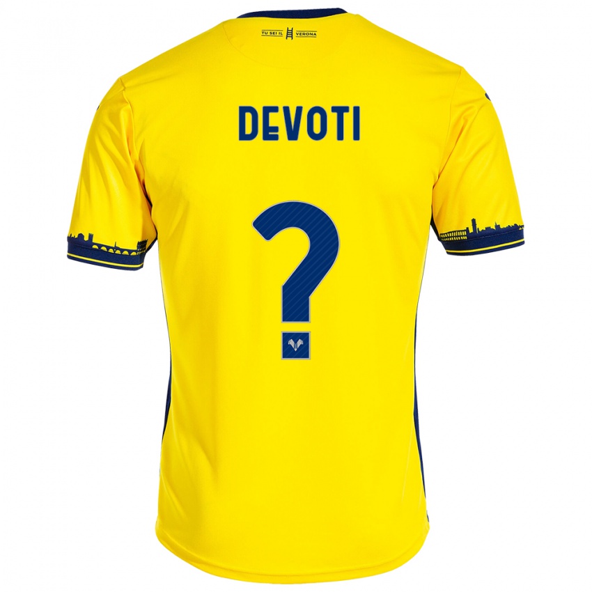 Kinder Andrea Devoti #0 Gelb Auswärtstrikot Trikot 2023/24 T-Shirt Schweiz