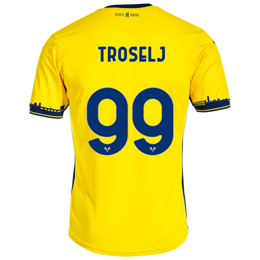 Kinder Ethan Troselj #99 Gelb Auswärtstrikot Trikot 2023/24 T-Shirt Schweiz