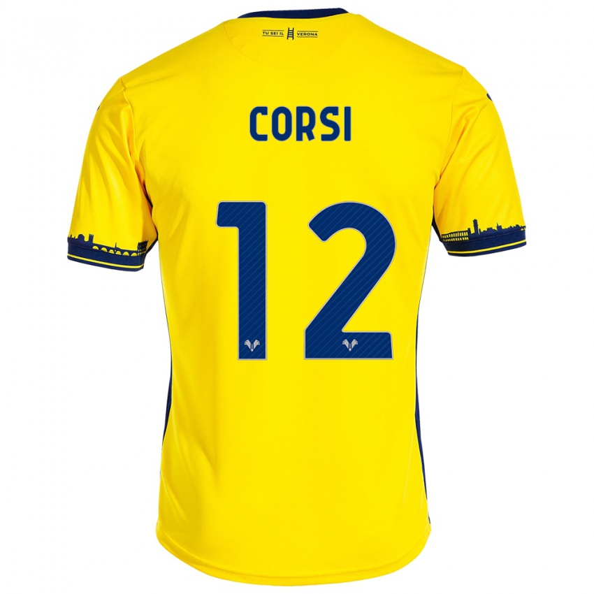 Kinder Sara Corsi #12 Gelb Auswärtstrikot Trikot 2023/24 T-Shirt Schweiz