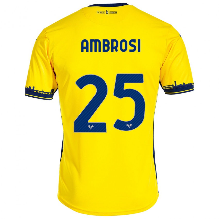 Kinder Caterina Ambrosi #25 Gelb Auswärtstrikot Trikot 2023/24 T-Shirt Schweiz