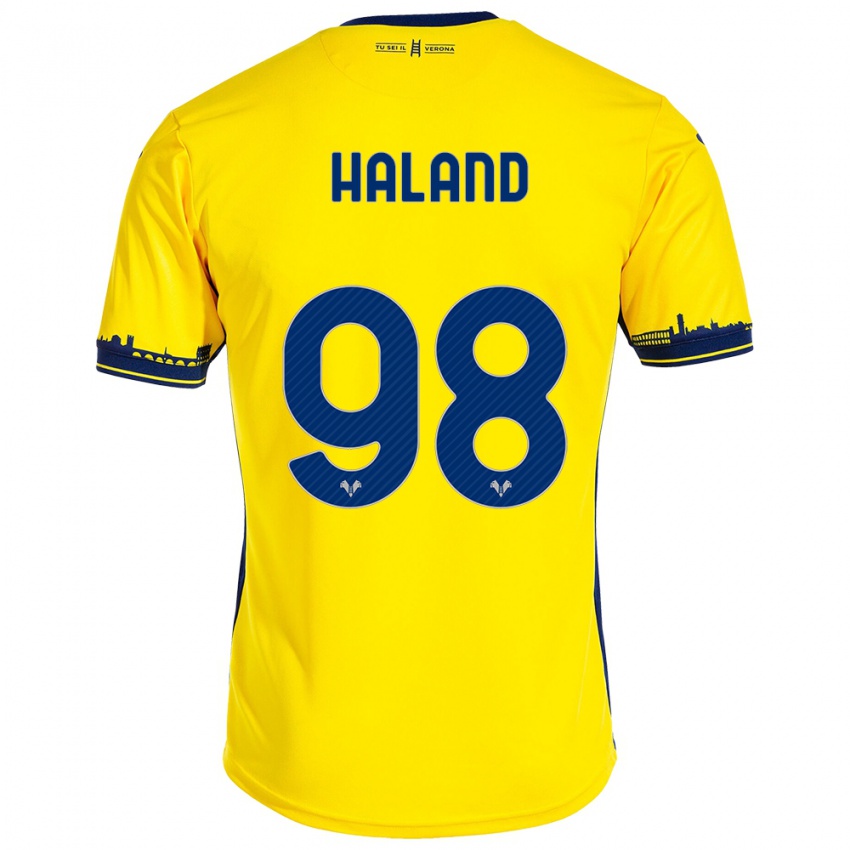 Kinder Benedicte Iversen Håland #98 Gelb Auswärtstrikot Trikot 2023/24 T-Shirt Schweiz