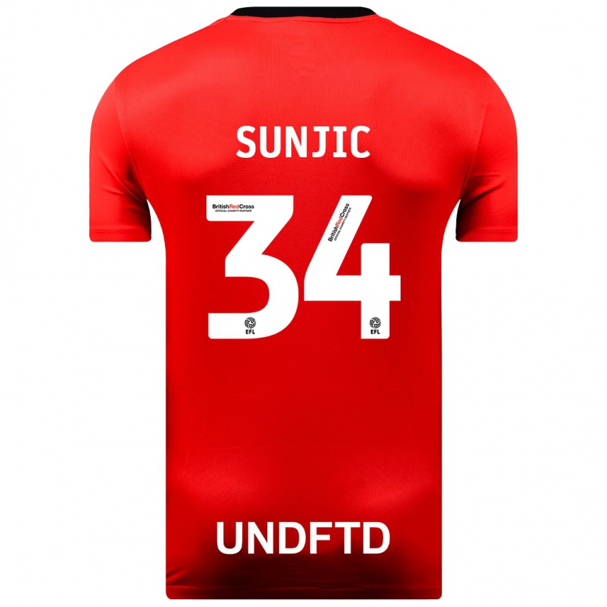 Kinder Ivan Sunjic #34 Rot Auswärtstrikot Trikot 2023/24 T-Shirt Schweiz