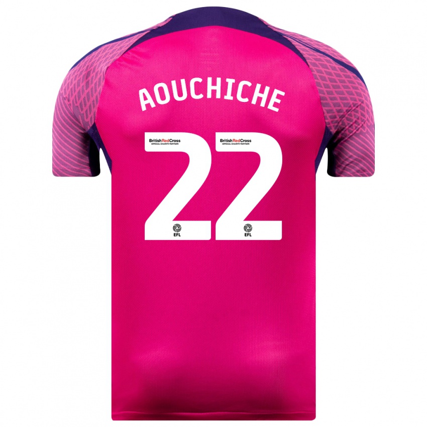 Kinder Adil Aouchiche #22 Lila Auswärtstrikot Trikot 2023/24 T-Shirt Schweiz