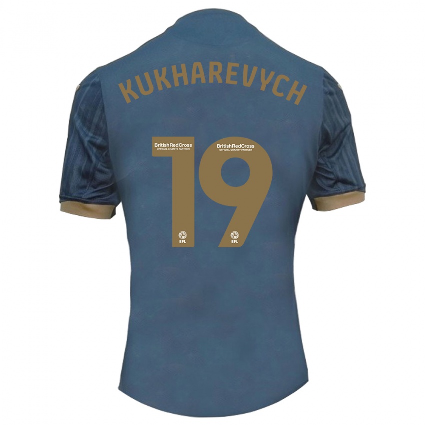 Kinder Mykola Kukharevych #19 Dunkles Blaugrün Auswärtstrikot Trikot 2023/24 T-Shirt Schweiz