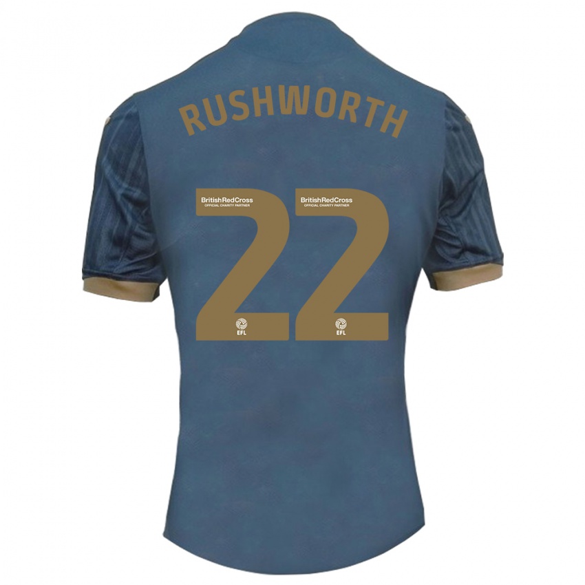Kinder Carl Rushworth #22 Dunkles Blaugrün Auswärtstrikot Trikot 2023/24 T-Shirt Schweiz