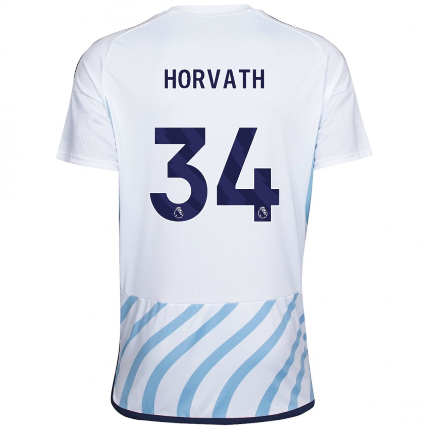 Kinder Ethan Horvath #34 Weiß Blau Auswärtstrikot Trikot 2023/24 T-Shirt Schweiz