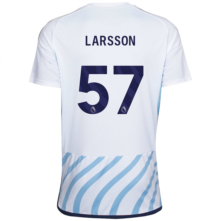 Kinder Julian Larsson #57 Weiß Blau Auswärtstrikot Trikot 2023/24 T-Shirt Schweiz