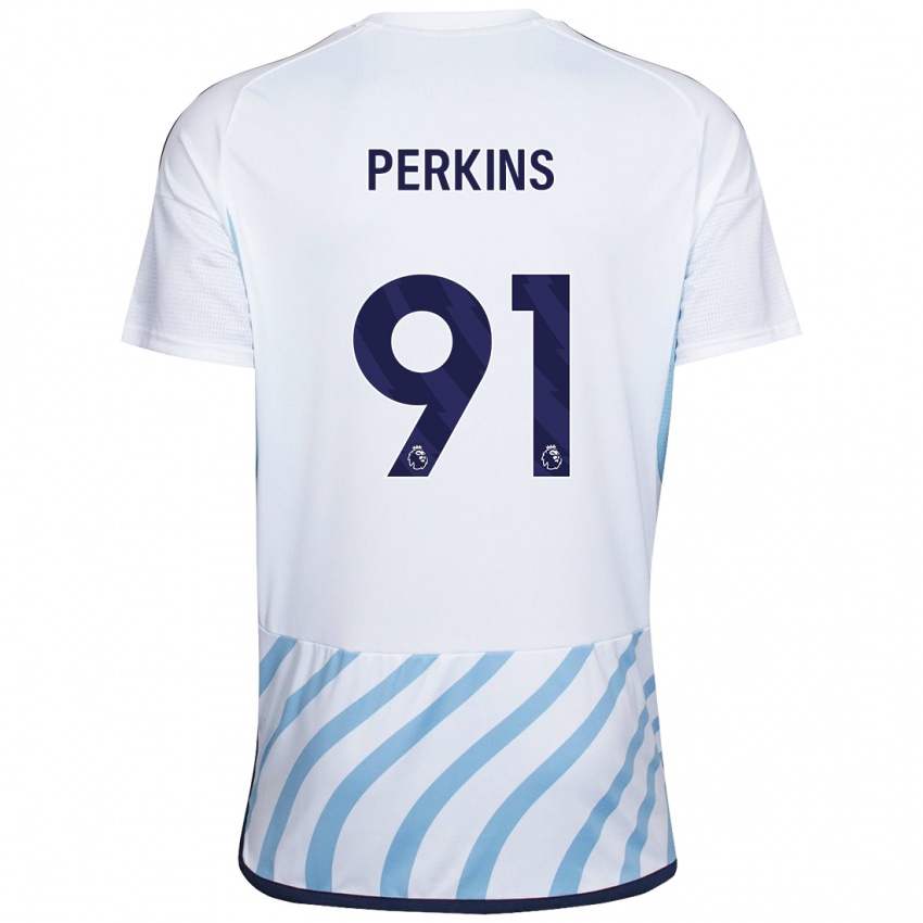 Kinder Jack Perkins #91 Weiß Blau Auswärtstrikot Trikot 2023/24 T-Shirt Schweiz