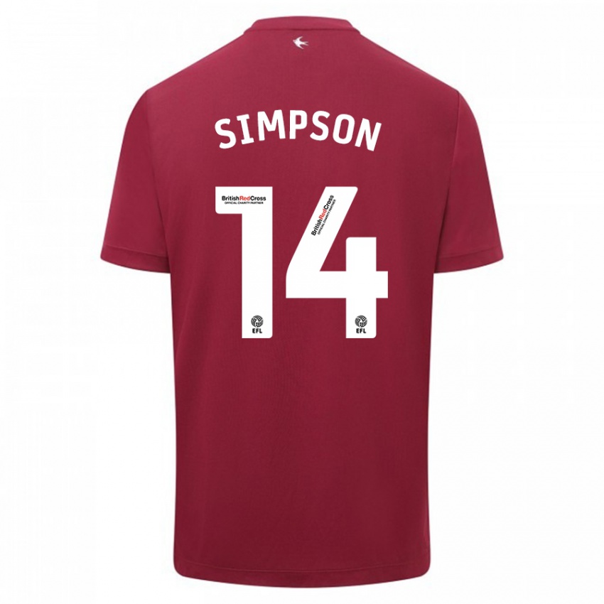 Kinder Jasmine Simpson #14 Rot Auswärtstrikot Trikot 2023/24 T-Shirt Schweiz