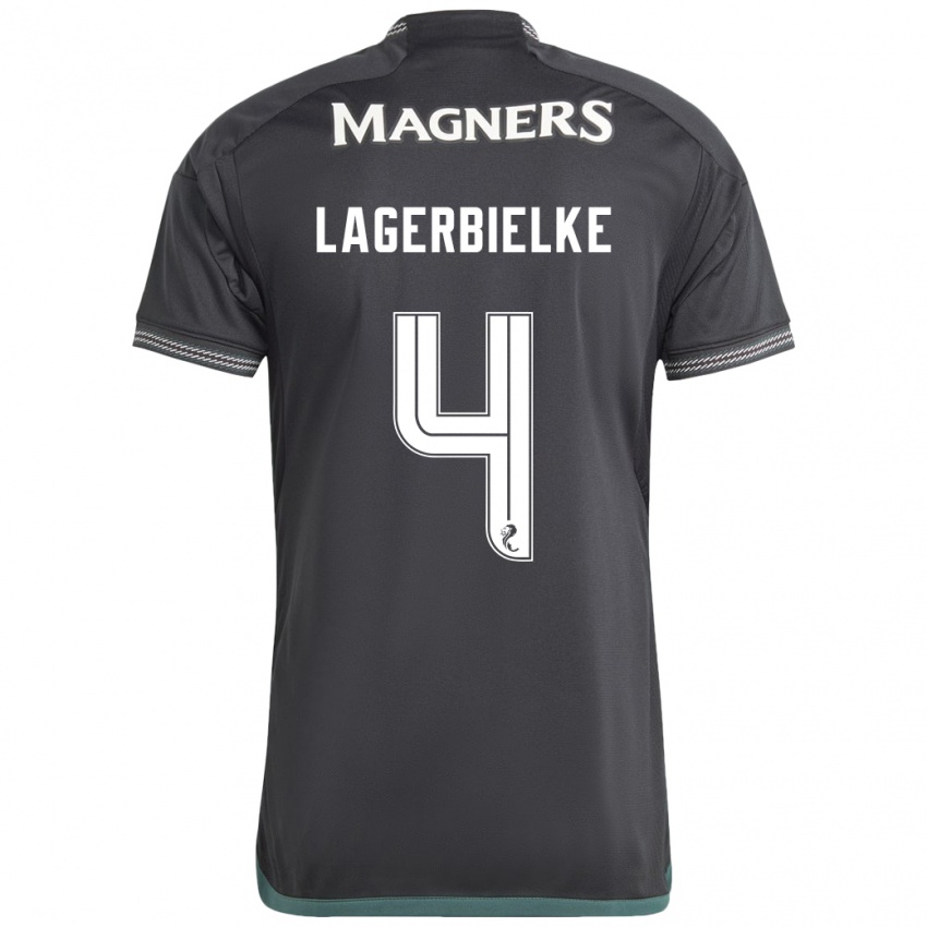 Kinder Gustaf Lagerbielke #4 Schwarz Auswärtstrikot Trikot 2023/24 T-Shirt Schweiz