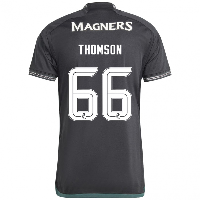 Kinder Corey Thomson #66 Schwarz Auswärtstrikot Trikot 2023/24 T-Shirt Schweiz