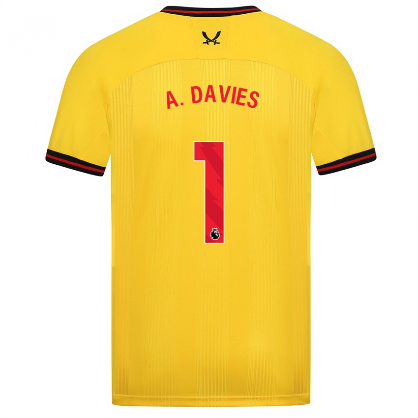 Kinder Adam Davies #1 Gelb Auswärtstrikot Trikot 2023/24 T-Shirt Schweiz