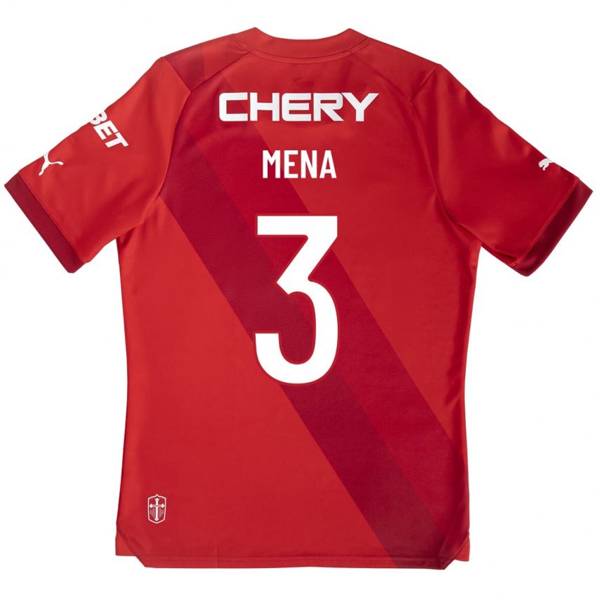 Kinder Eugenio Mena #3 Rot Auswärtstrikot Trikot 2023/24 T-Shirt Schweiz