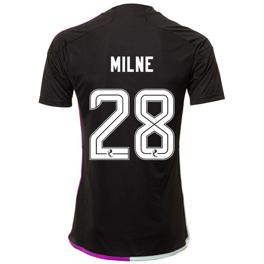 Kinder Jack Milne #28 Schwarz Auswärtstrikot Trikot 2023/24 T-Shirt Schweiz