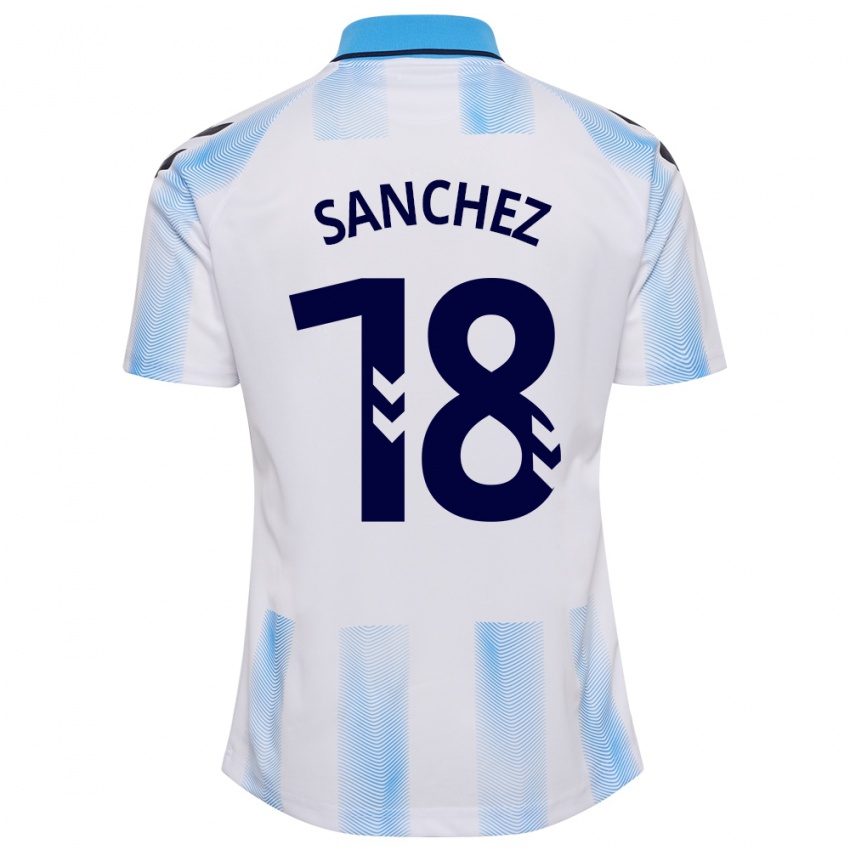 Herren Dani Sánchez #18 Weiß Blau Heimtrikot Trikot 2023/24 T-Shirt Schweiz