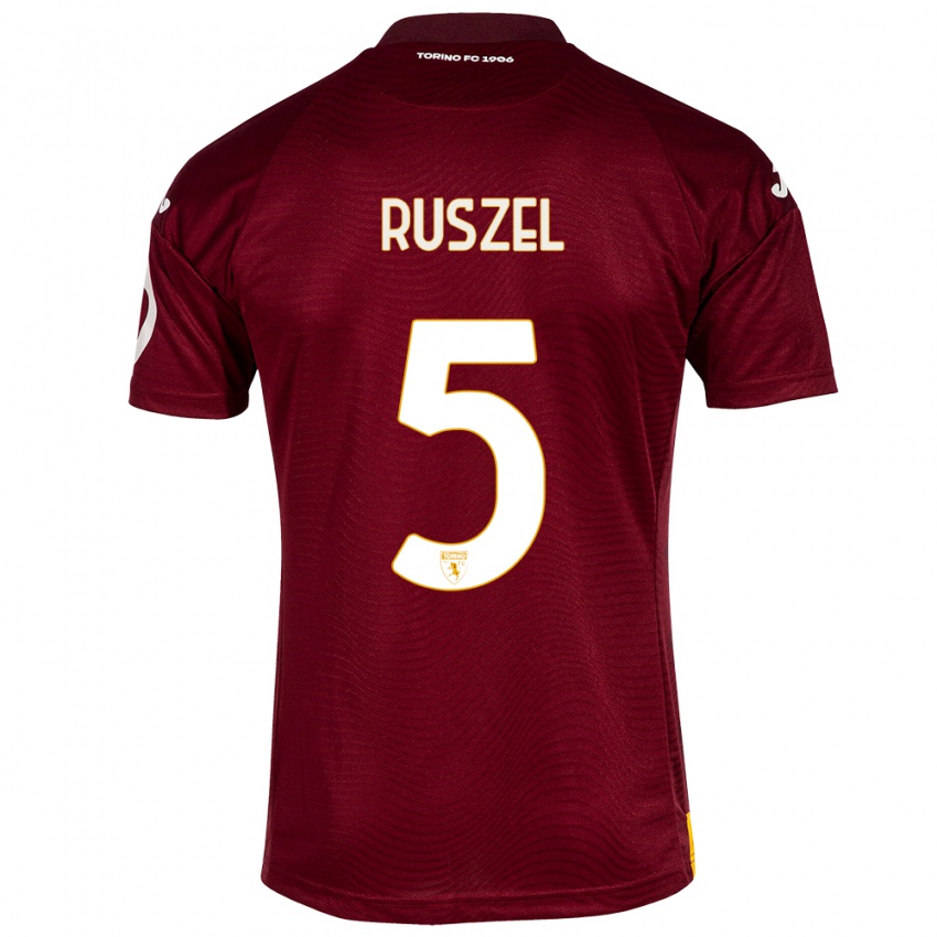 Herren Marcel Ruszel #5 Dunkelrot Heimtrikot Trikot 2023/24 T-Shirt Schweiz