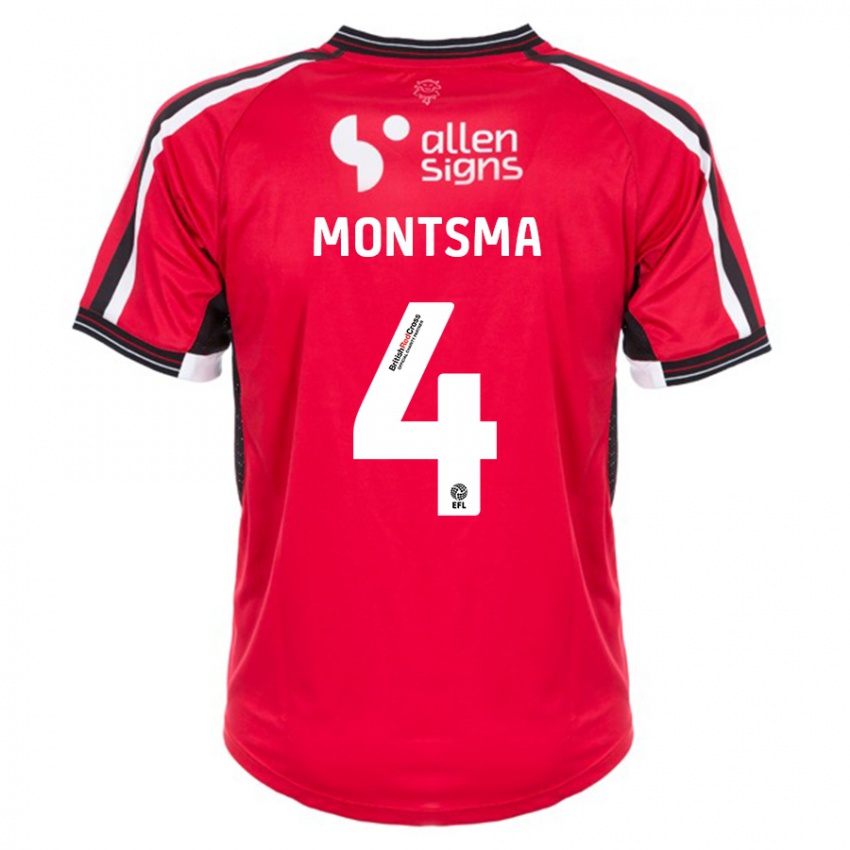 Herren Lewis Montsma #4 Rot Heimtrikot Trikot 2023/24 T-Shirt Schweiz