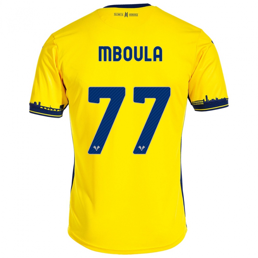 Herren Jordi Mboula #77 Gelb Auswärtstrikot Trikot 2023/24 T-Shirt Schweiz