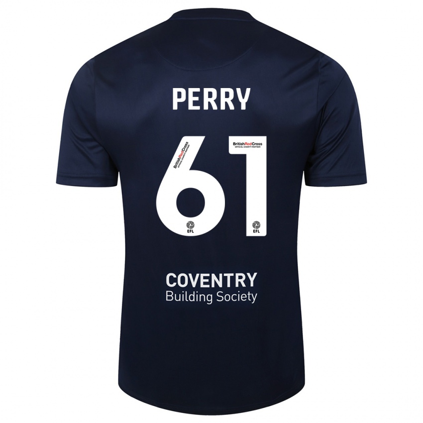 Herren Callum Perry #61 Rote Marine Auswärtstrikot Trikot 2023/24 T-Shirt Schweiz