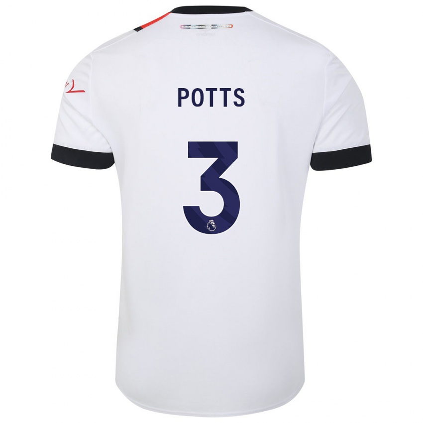 Herren Dan Potts #3 Weiß Auswärtstrikot Trikot 2023/24 T-Shirt Schweiz