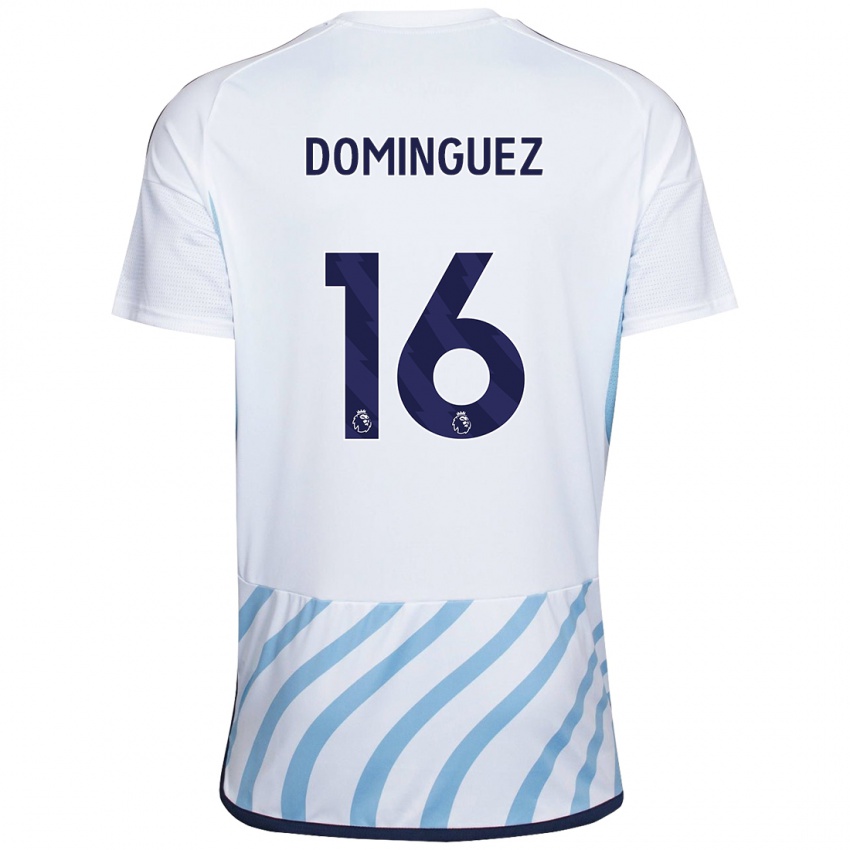 Herren Nicolas Dominguez #16 Weiß Blau Auswärtstrikot Trikot 2023/24 T-Shirt Schweiz