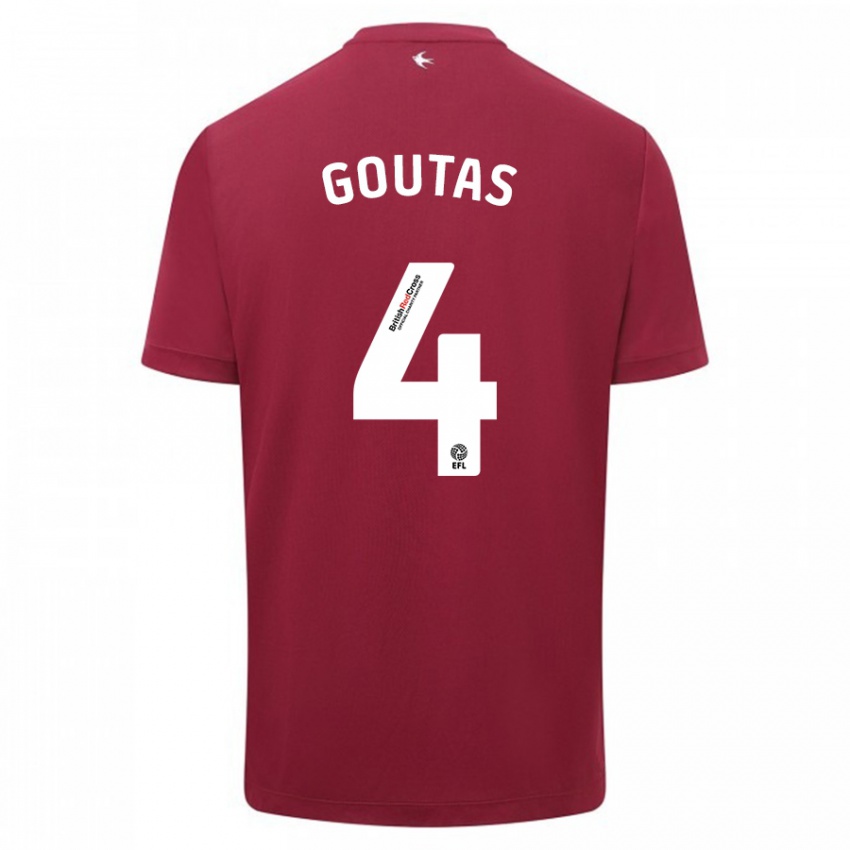 Herren Dimitrios Goutas #4 Rot Auswärtstrikot Trikot 2023/24 T-Shirt Schweiz