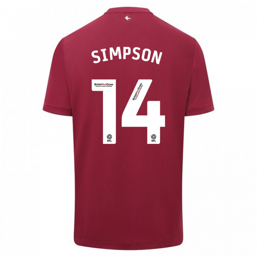 Herren Jasmine Simpson #14 Rot Auswärtstrikot Trikot 2023/24 T-Shirt Schweiz