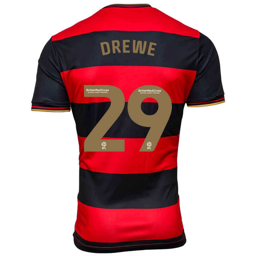 Herren Aaron Drewe #29 Schwarz Rot Auswärtstrikot Trikot 2023/24 T-Shirt Schweiz