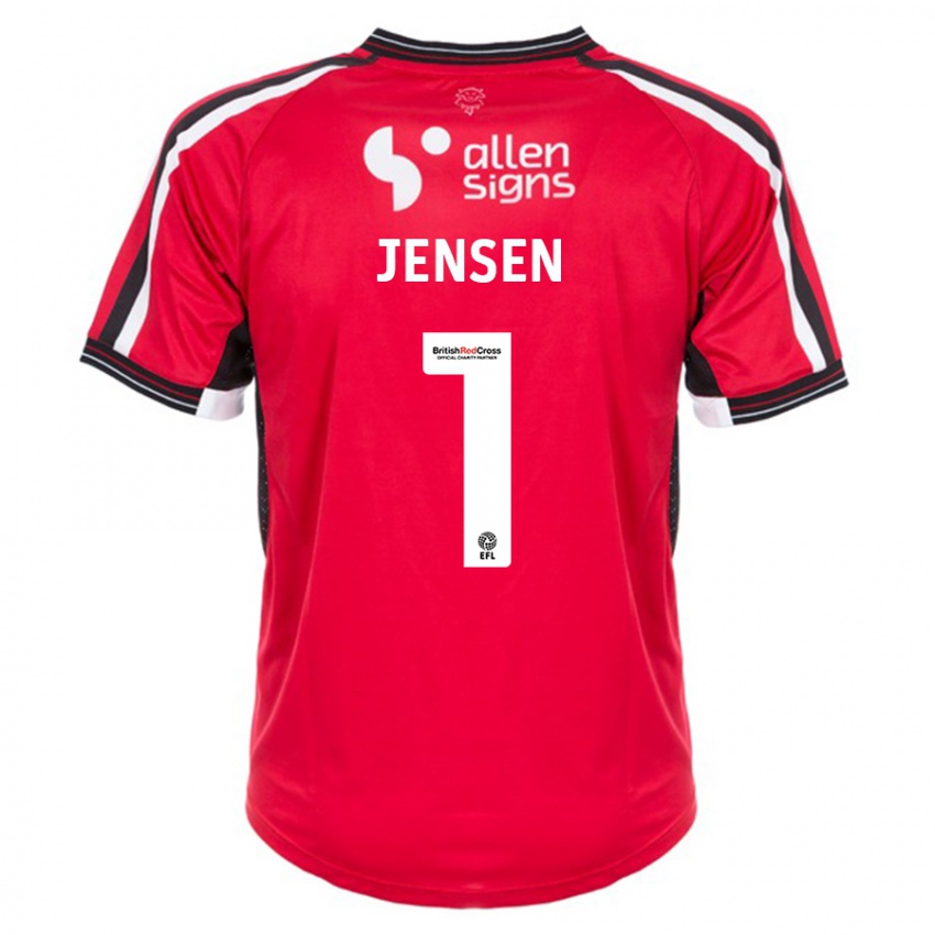 Damen Lukas Jensen #1 Rot Heimtrikot Trikot 2023/24 T-Shirt Schweiz