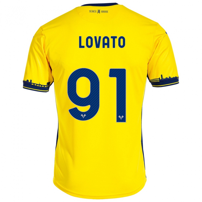 Damen Enrico Lovato #91 Gelb Auswärtstrikot Trikot 2023/24 T-Shirt Schweiz