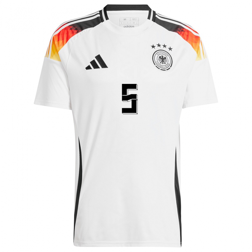 Enfant Maillot Allemagne Maximilian Bauer #5 Blanc Tenues Domicile 24-26 T-Shirt Suisse