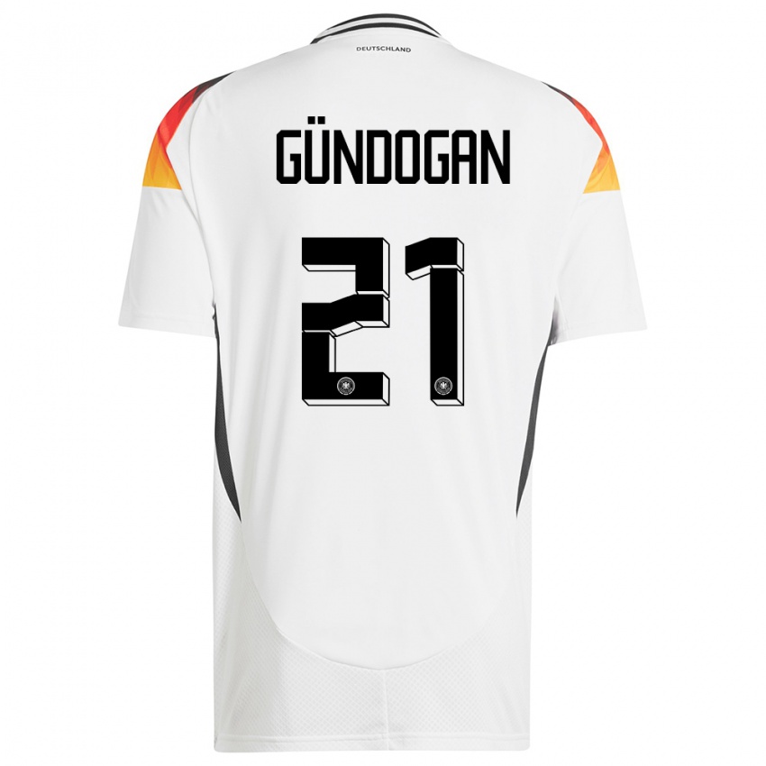 Enfant Maillot Allemagne Ilkay Gundogan #21 Blanc Tenues Domicile 24-26 T-Shirt Suisse