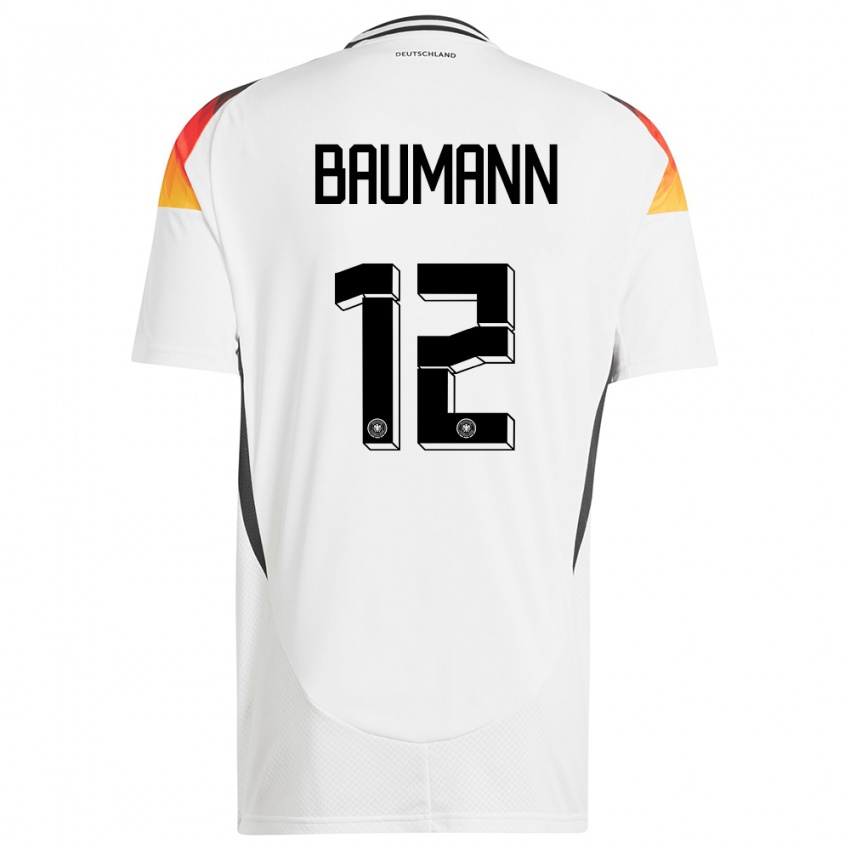 Enfant Maillot Allemagne Oliver Baumann #12 Blanc Tenues Domicile 24-26 T-Shirt Suisse